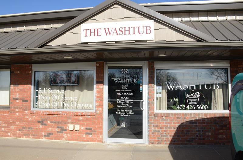 The Washtub front of store in Blair Nebraska for Self service laundromat, Laundry service, drop off, dry cleaning